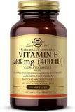 SOLGAR Vitamin E 268 mg (400 IU) - 100 Softgels - Naturally-Sourced Vitamin E as d-Alpha Tocopherol - Gluten Free, Dairy Free - 100 Servings