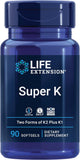 Life Extension Super K, Vitamin K1, Vitamin K2 MK-7, Vitamin K2 MK-4, Vitamin C, bone/heart/arterial health, 3-month supply, Gluten-Free, 1 Daily, Non-GMO, 90 softgels
