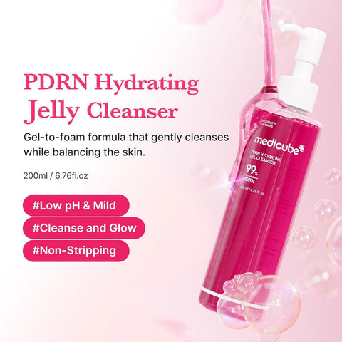 Medicube PDRN Hydrating Gel Cleanser 200ml with Skin Renewal and Gentle Exfoliation