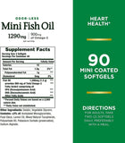 Nature's Bounty Mini Fish Oil Softgels 1290 mg, Omega-3, Supports Heart Health, Odor-Less, 90 Mini Coated Softgels