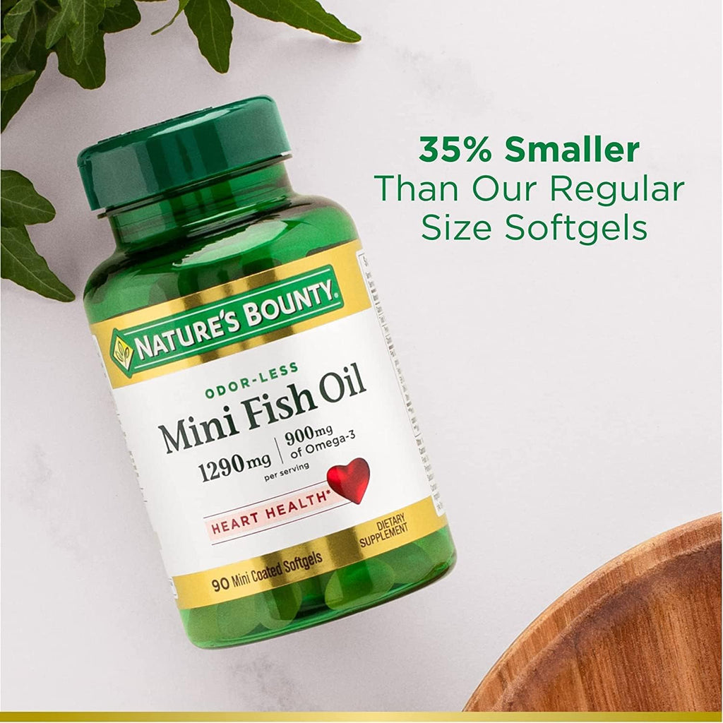 Mini Fish Pills Nature's Bounty Mini Fish Oil Softgels 1290 mg, Omega-3, Supports Hear ...