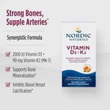 Nordic Naturals Vitamin D3 + K2, Orange Taste - 60 Soft Gels - Synergistic Support for Bones, Immune Function & Calcium Balance - Non-GMO - 60 Servings