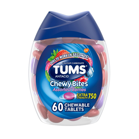 TUMS Chewy Bites Antacid Chewable Tablets, 60 Count