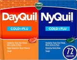 Vicks DayQuil & NyQuil, Cold & Flu Medicine, Powerful Multi-Symptom Daytime & Nighttime Relief for Headache, Fever, Sore Throat, Minor Aches & Pains, & Cough, 72ct