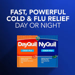 Vicks DayQuil & NyQuil, Cold & Flu Medicine, Powerful Multi-Symptom Daytime & Nighttime Relief for Headache, Fever, Sore Throat, Minor Aches & Pains, & Cough, 72ct