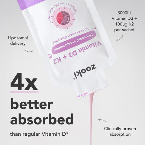 Liposomal Vitamin D3 and K2 Liquid Sachets Mixed Berry Flavour