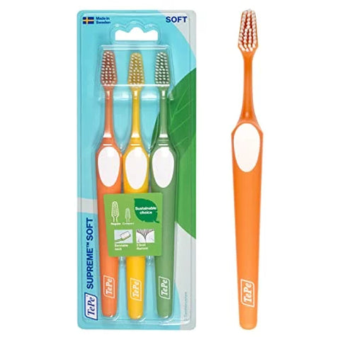 TePe Supreme Soft Bristle Toothbrush, Pack of 3