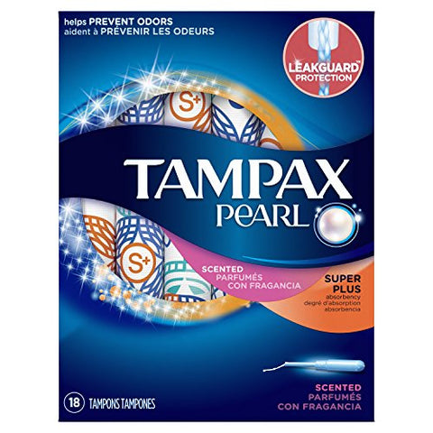 Tampax Pearl Plastic Super Plus Absorbency Scented Tampons 18's
