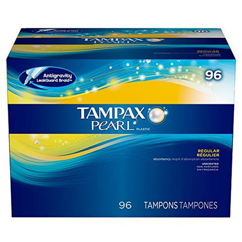 Tampax Pearl Plastic Regular Absorbency Tampons 96 Ct