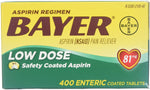 Bayer Aspirin Low Dose 81mg, Enteric Coated Tablets, 400-Count