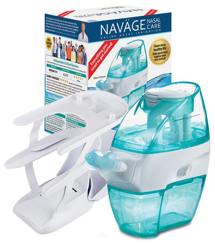 Navage Nasal Irrigation Essentials Bundle: Navage Nose Cleaner, 20 SaltPods, Triple-Tier Countertop Caddy, Plus 10 Bonus SaltPods. Clean Nose, Healthy Life!
